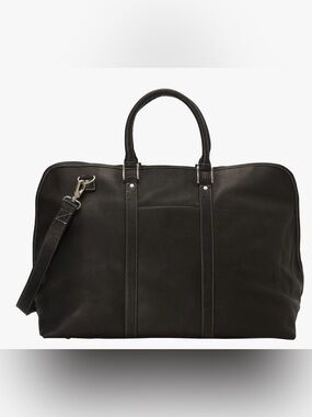 LE DONNE Black Leather Unisex Weekender bag NWT